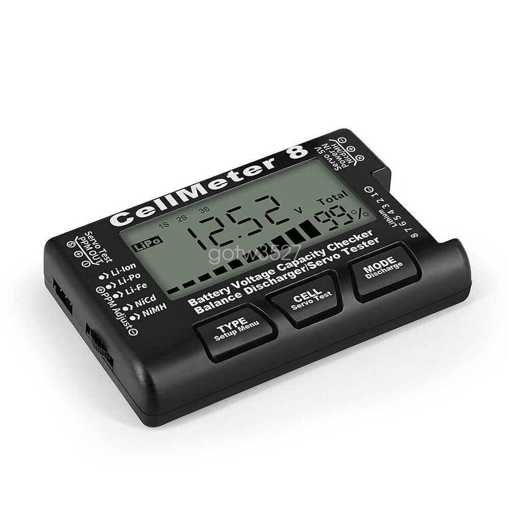 Cellmeter 8 LCD Battery Capacity Checker Meter For NiMH Nicd LiFe LiPo Li-ion