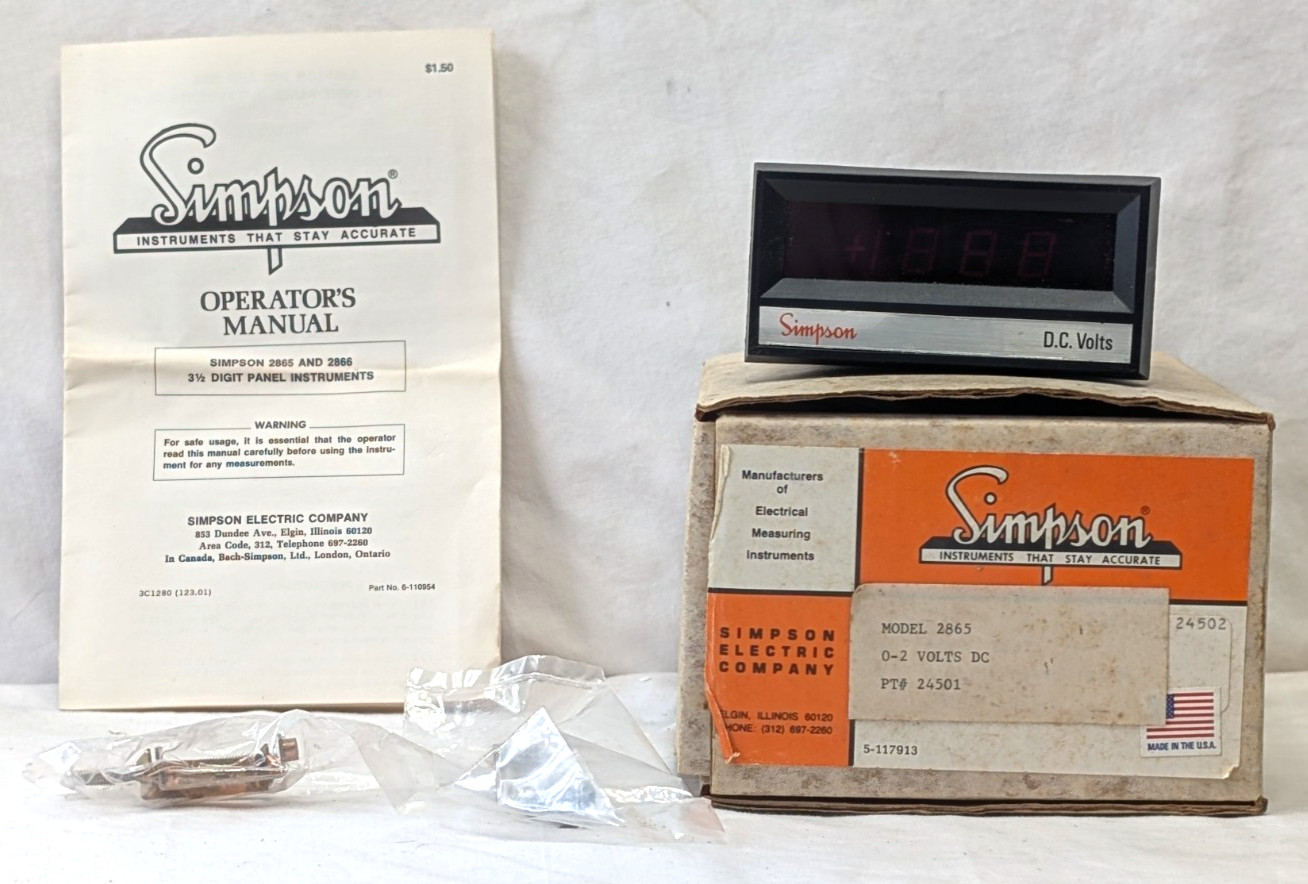 Simpson Elec. Co. Digital Panel Instrument 24501 2V 120 Vac 50Hz to 400 Hz 5VA