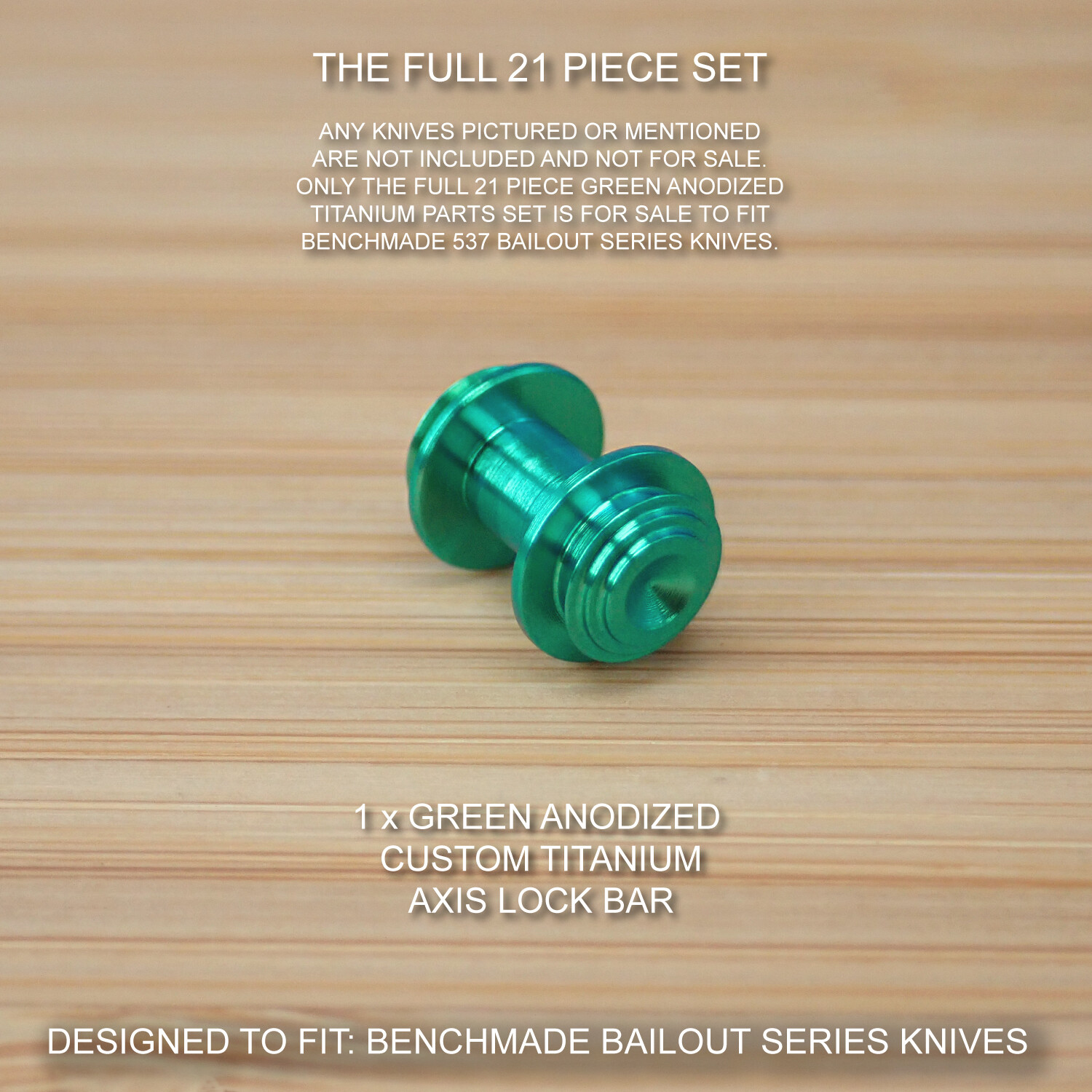 Benchmade 537 BAILOUT 21pc GREEN Titanium Screw Pivot Standoff Pin ThumbStud Set