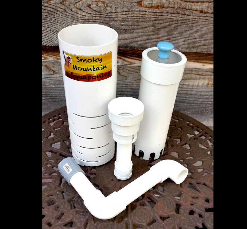 Aquaponics Bell Siphon CLEAR TOP IBC 10" MEDIA, Easily Adjustable! 10,000+ Sold!