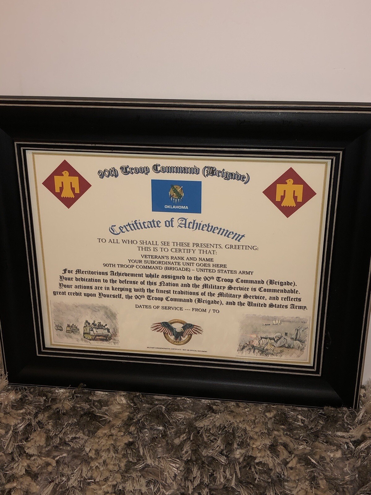 90TH TROOP COMMAND (BRIGADE) - COA / (COMMEMORATIVE CERTIFICATE)