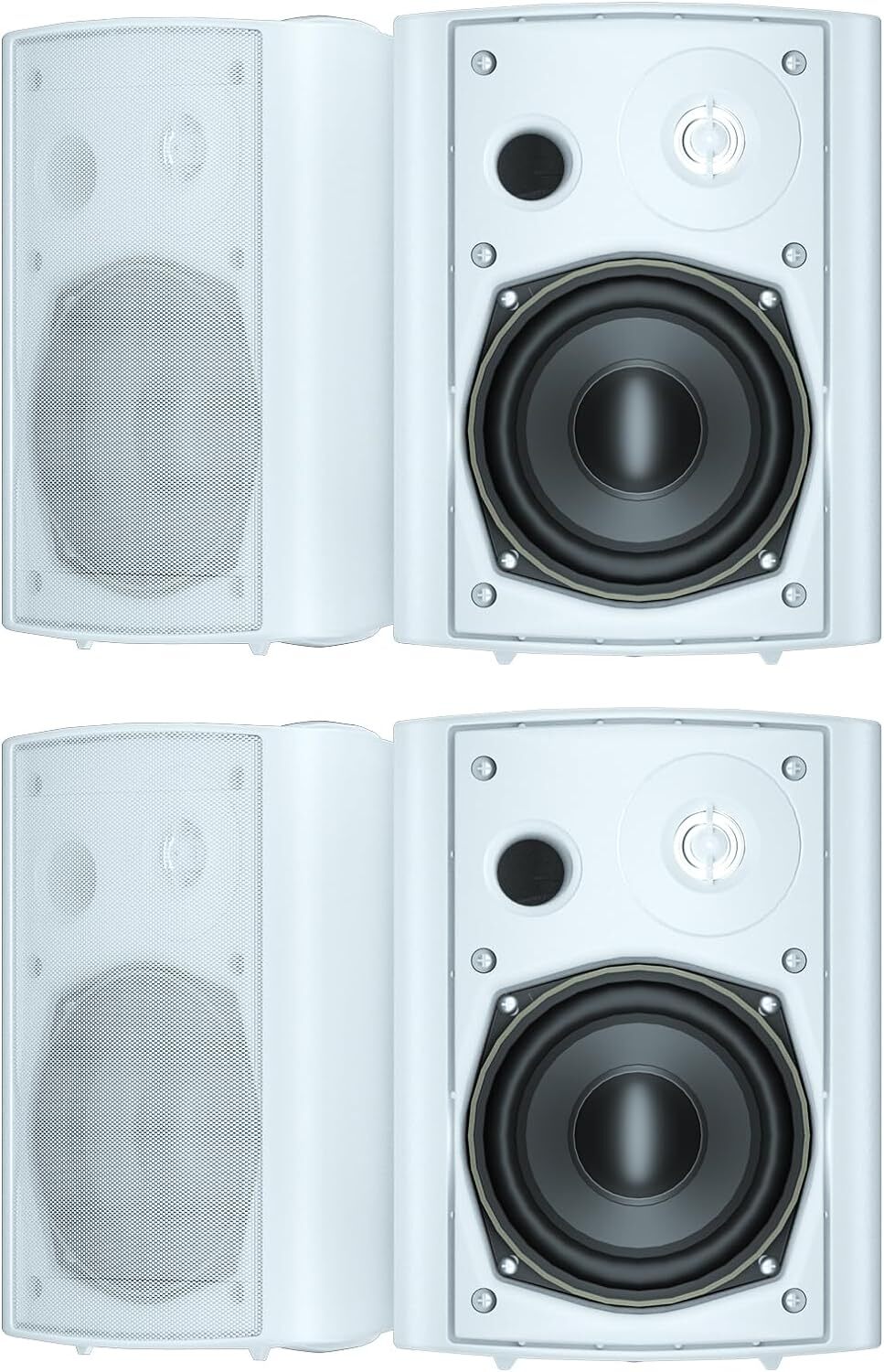 5.25" Bluetooth Speakers 4-Pack - Wired Waterproof | Indoor/Outdoor Wall Mount