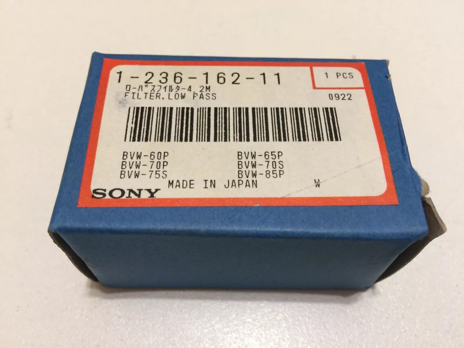 SONY FILTER, LOW PASS 1-236-162-11 For Betacam Machines