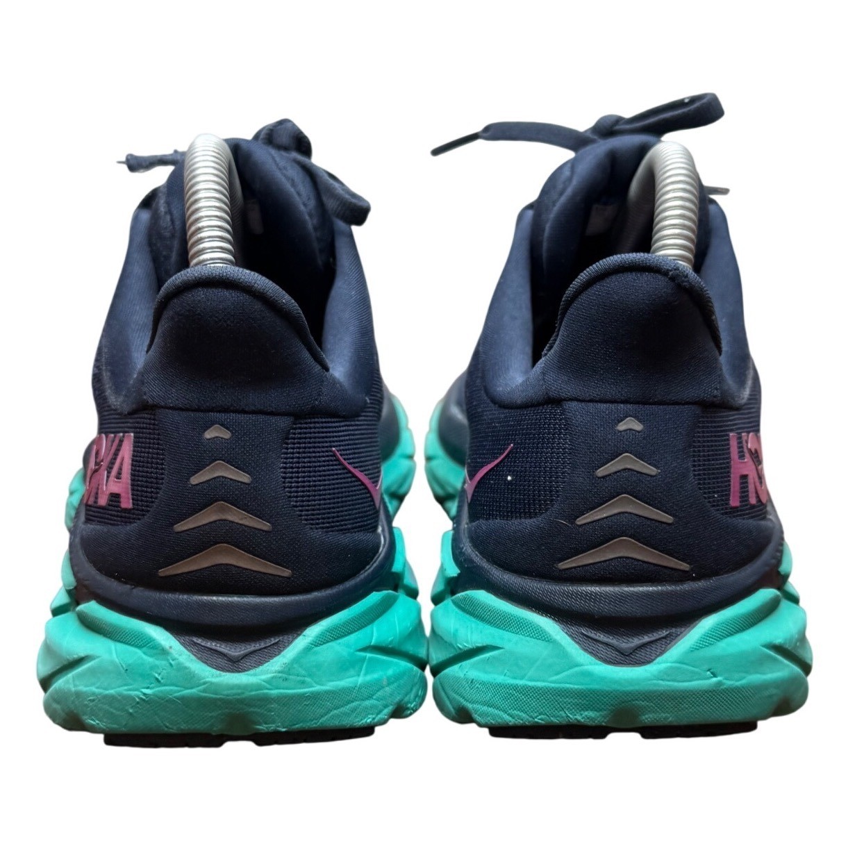 Hoka One One Clifton 8 Womens 7B Navy Blue Teal Pink Running Shoes 1119394 OSAT
