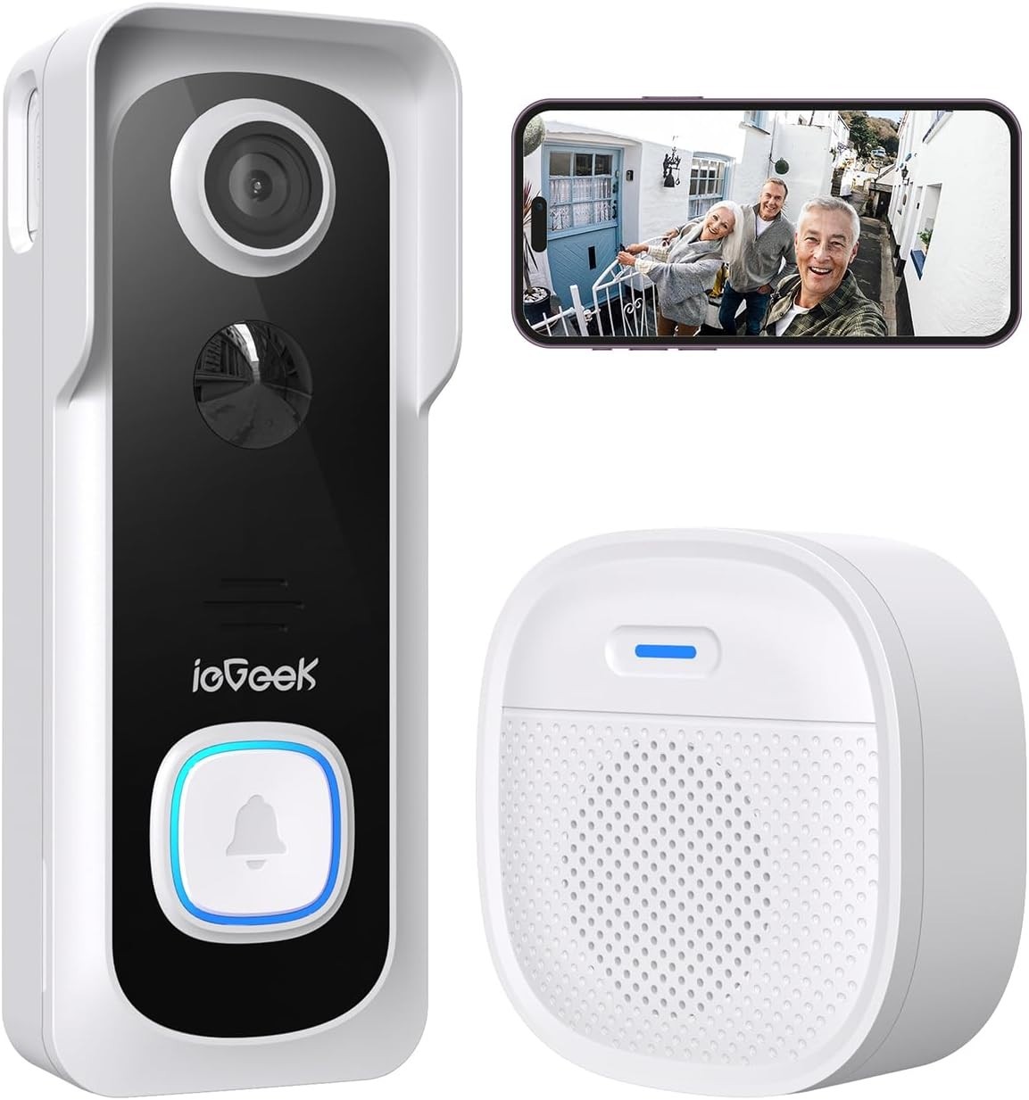 ieGeek WiFi Video Doorbell Camera Wireless Battery Door bell -No Subscription