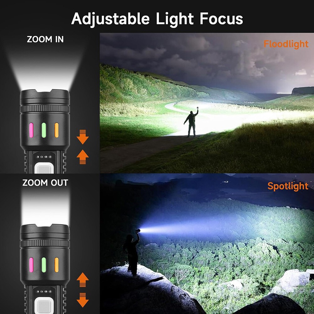 2 Pack 99000000lm Tactical Flashlight Super Bright Rechargeable LED Work Lights