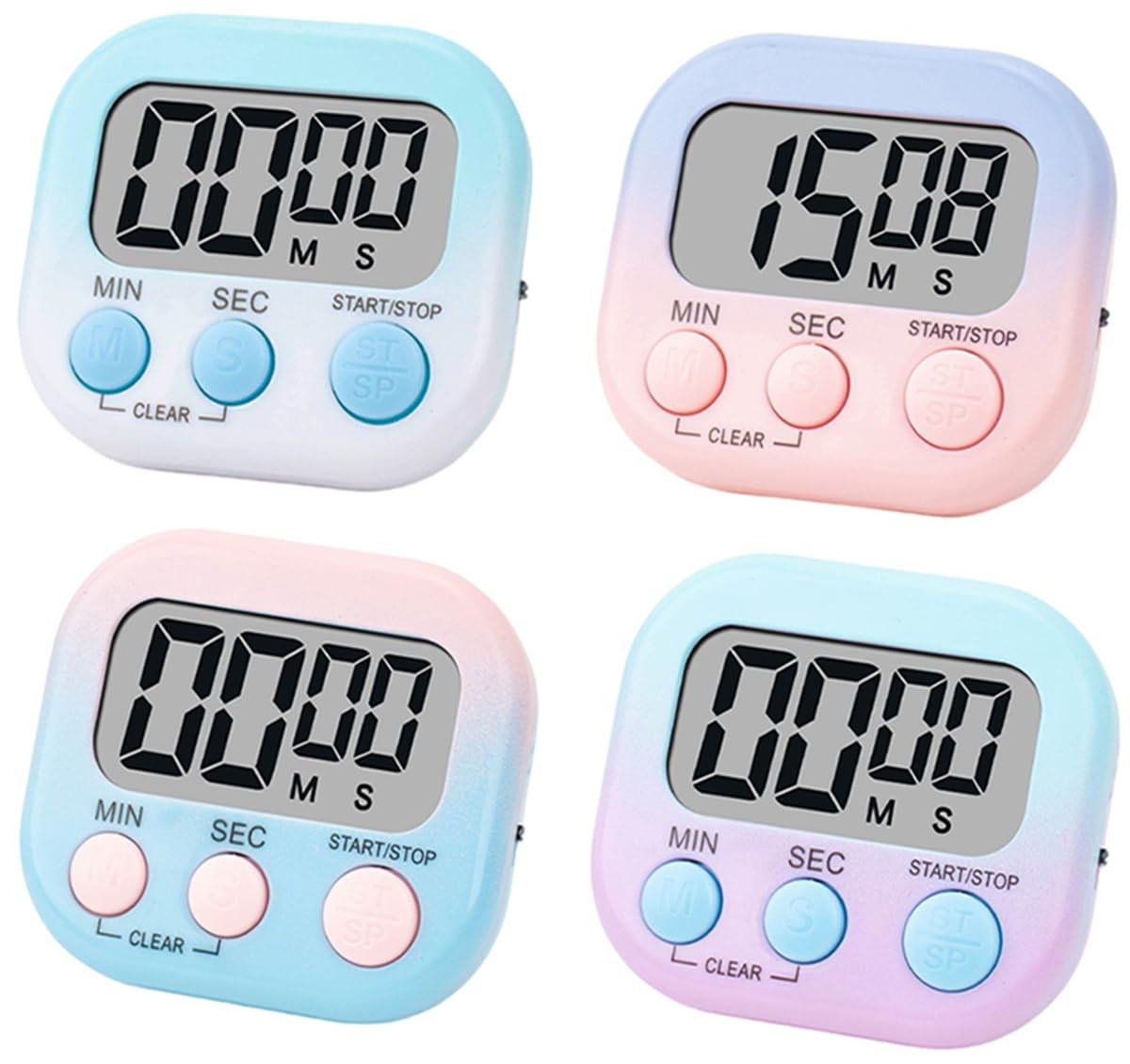 4 Pack Digital Timers, Timer for Kids, Magnetic Back and ON/Off Switch, Minut...