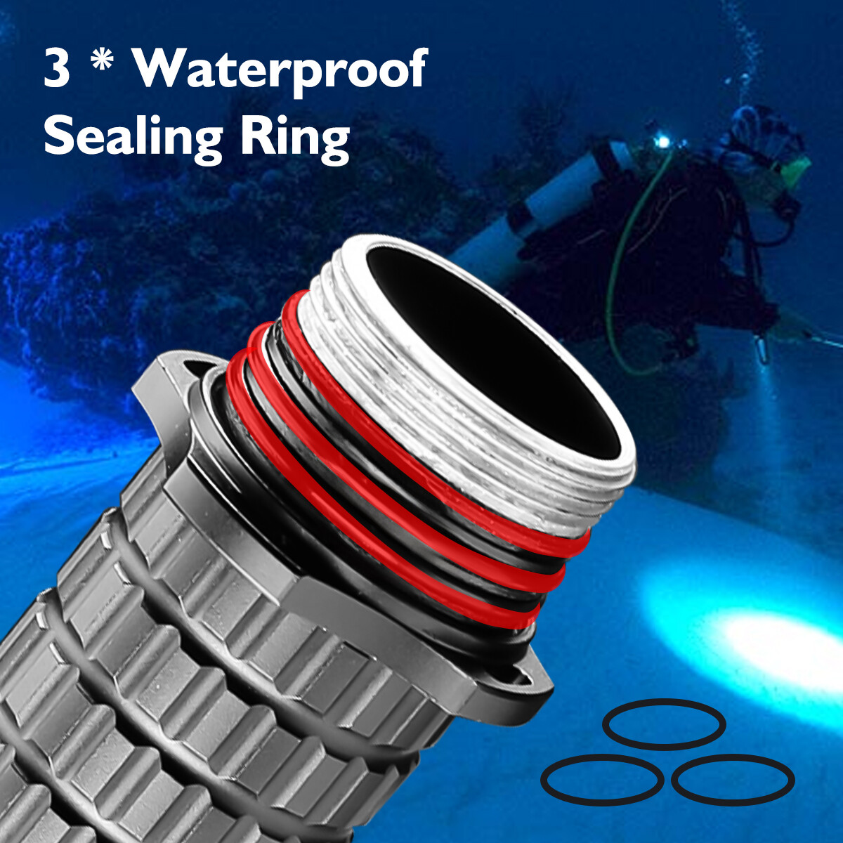 Diving Flashlight 3000LM Rating Professional Diving Light Underwater Flashlight