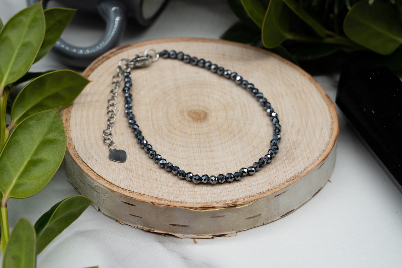 Hematite Crystal Sparkling Faceted Seed Beads Crystal Bracelet