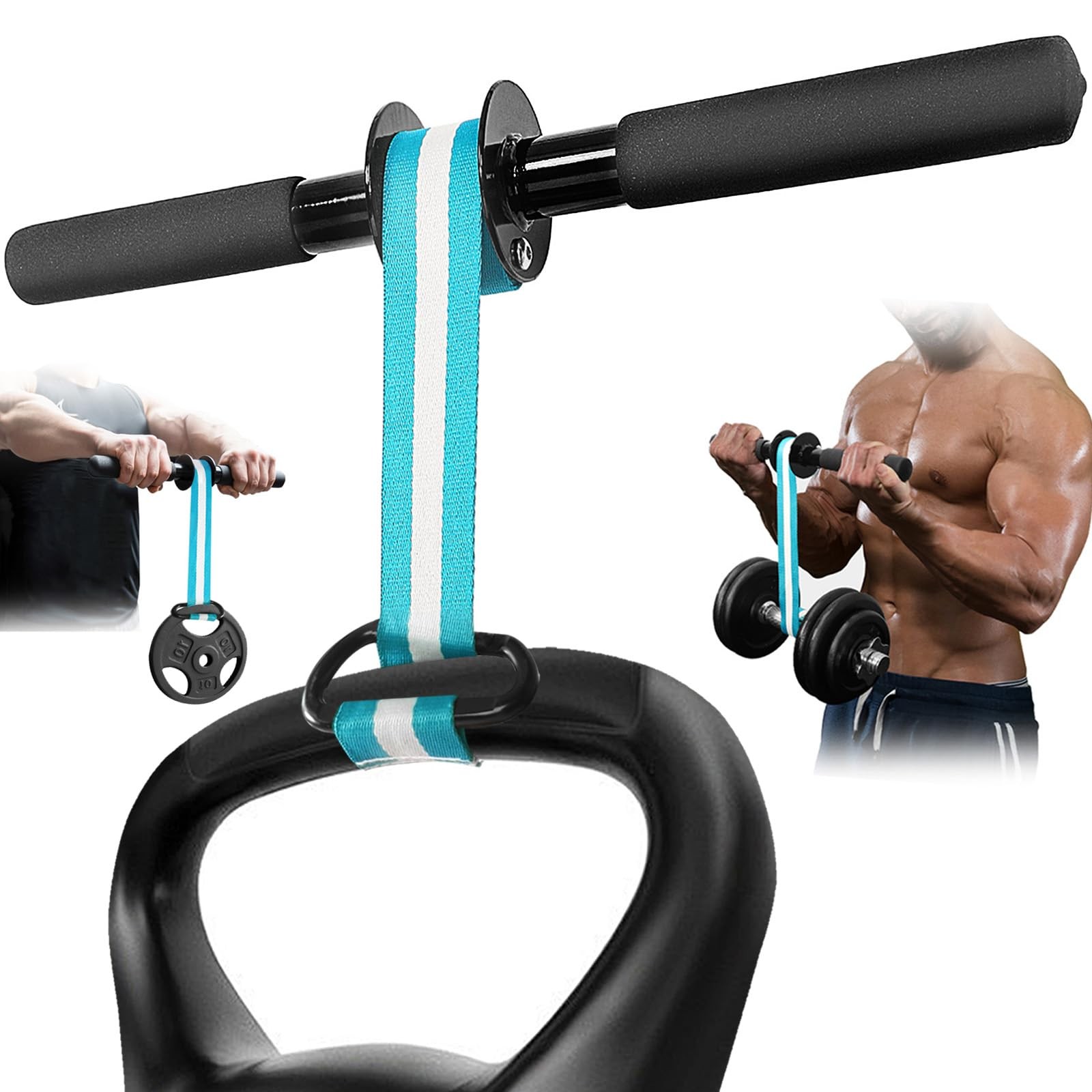 Wrist Forearm Roller Strengthener Exerciser：Forearm Blaster White&Blue