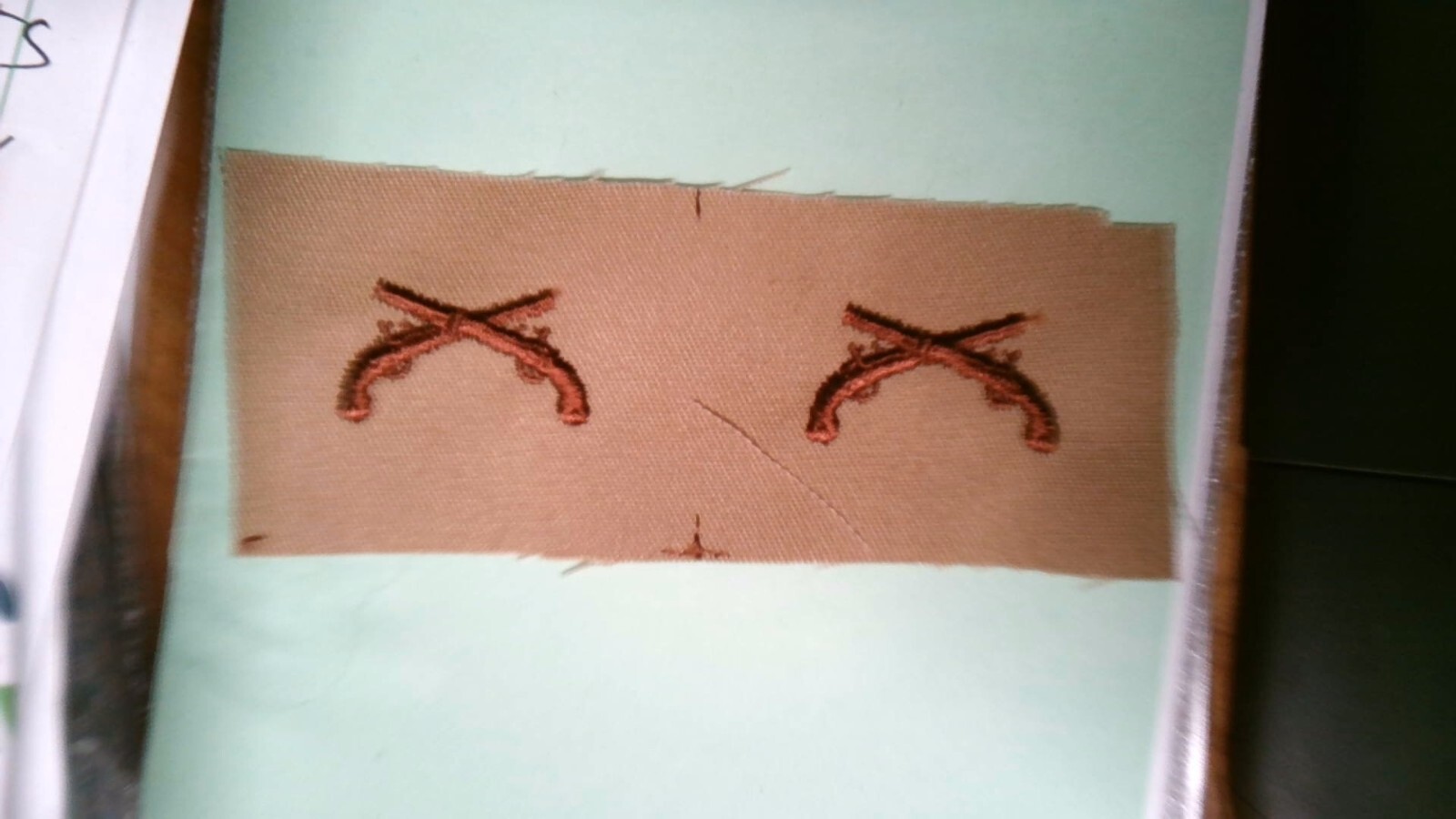 MILITARY PATCH SET OF 2 OLDER DESERT SEW ON POLICE OFFICER CROSSED PISTOLS