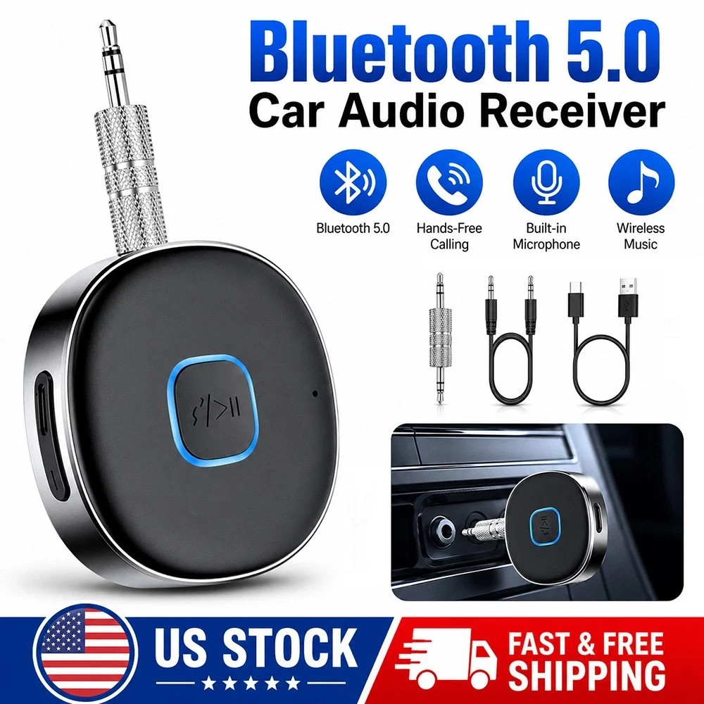 Portable 3.5mm Aux Car Adapter Bluetooth Wireless Audio Receiver Car/Home Stereo