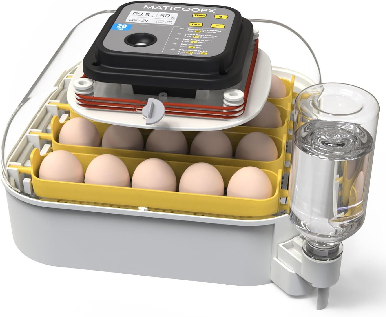 MATICOOPX 20 Egg Incubator with Humidity Display, Egg Candler, Automatic Egg Tur