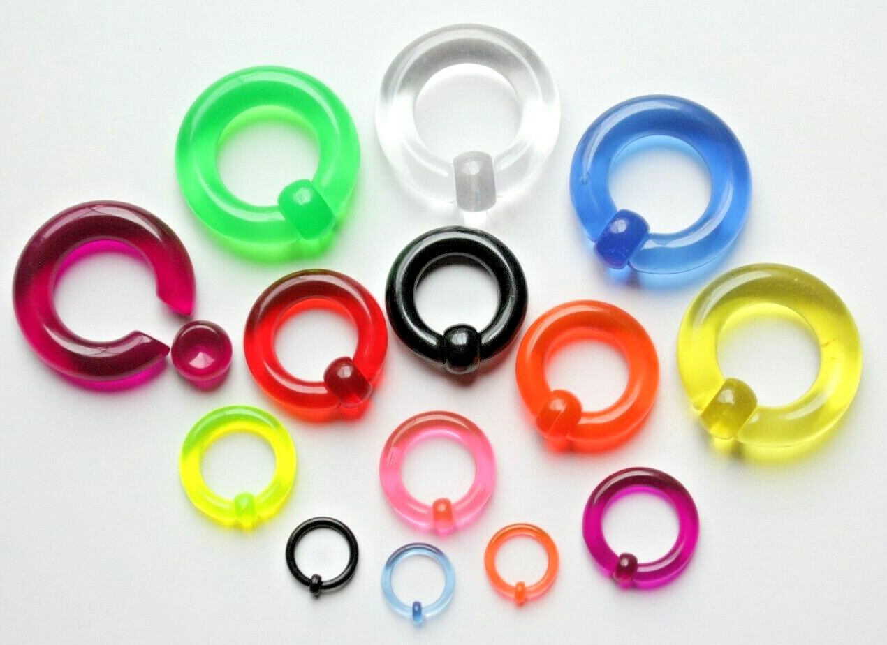12g -00g CBR BCR Heavy Gauge Acrylic Captive Bead Ring Earring Big size Ear hoop