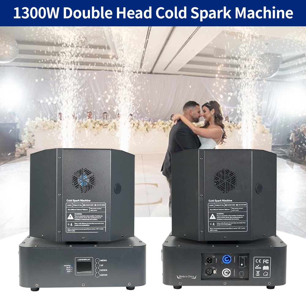 2PCS 1500W Dual Double Head Spin Fireworks Sparkler Cold Spark Machine for Show