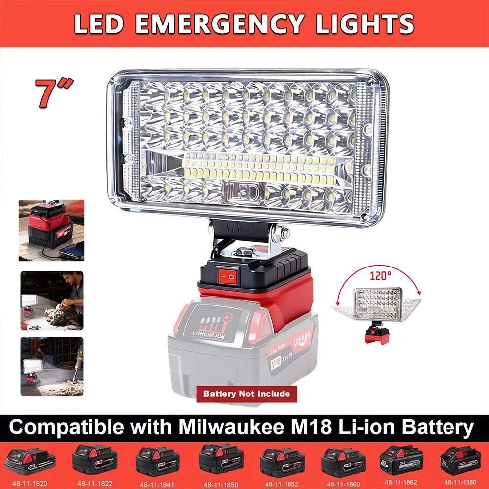 90W Wireless LED Work Light for Milwaukee M18 18V Battery w/USB Cordless Outdoor