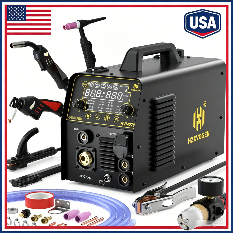 HZXVOGEN 6in1 MIG/CUT/TIG/MMA Welder 220V 250A Gas/No Gas Welding Machine Cutter
