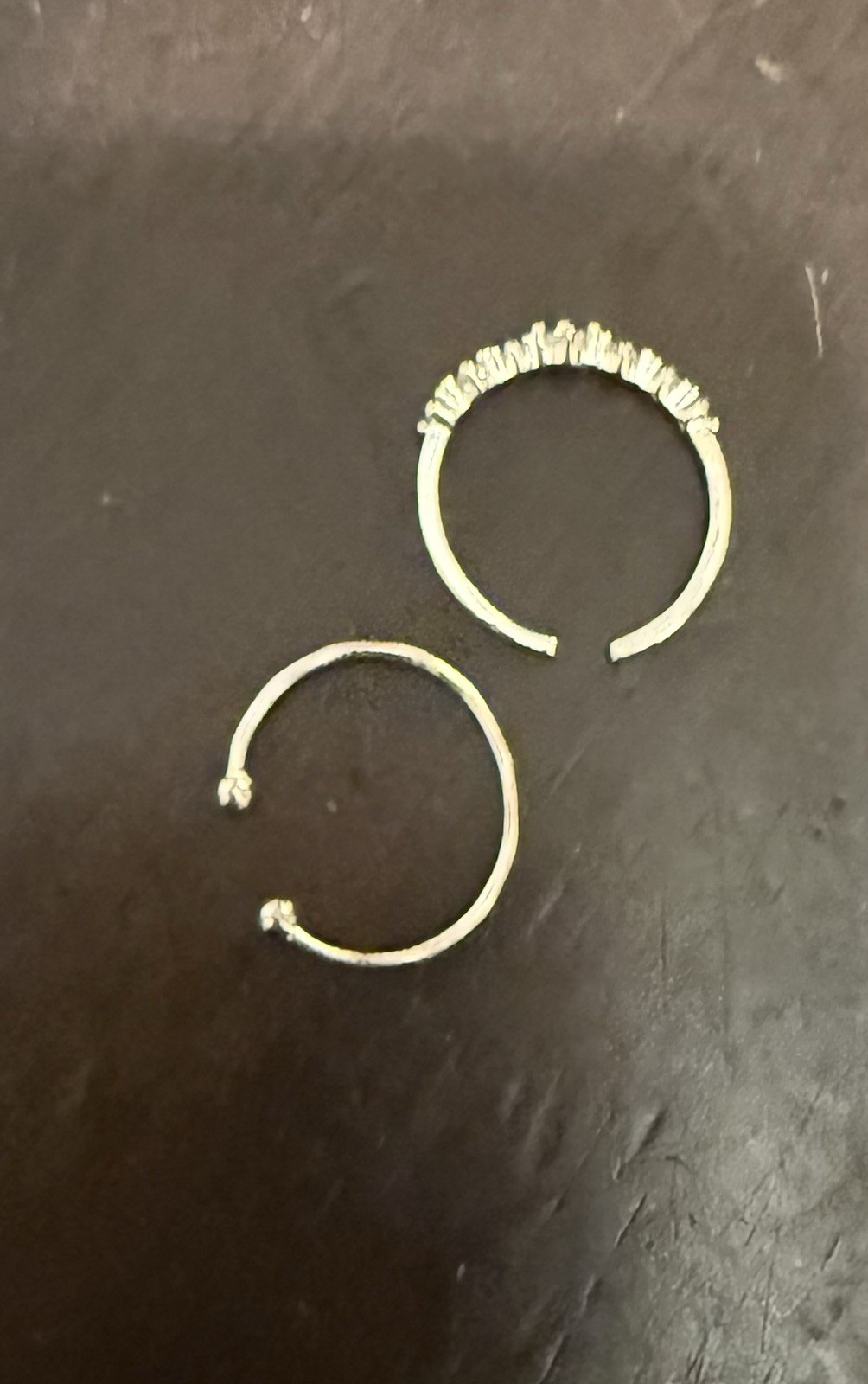 toe rings silver tone one with faux diamonds 1 plain band