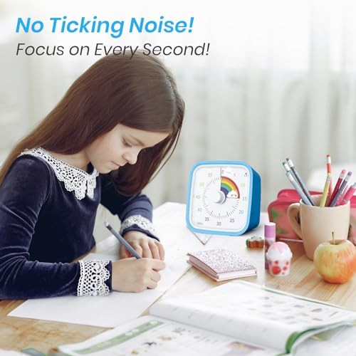 Visual Timer with Protective Case, Rainbow Disk 60 Minute Blue Rainbow