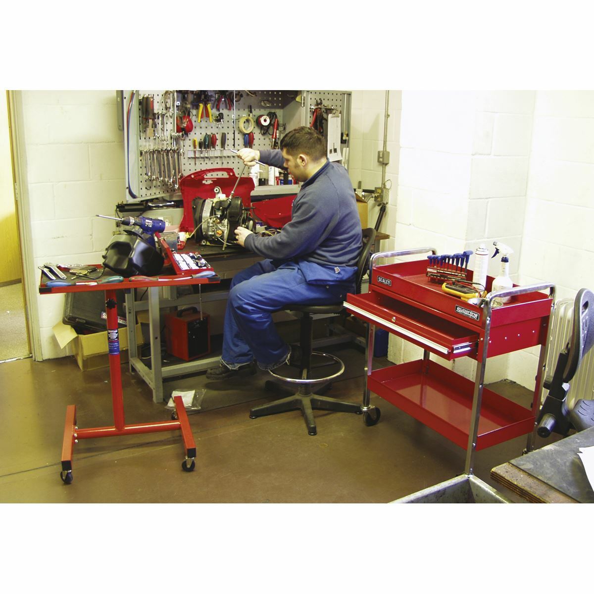 Sealey Mobile Workstation Adjustable-Height Workshop Warehouse Workbench