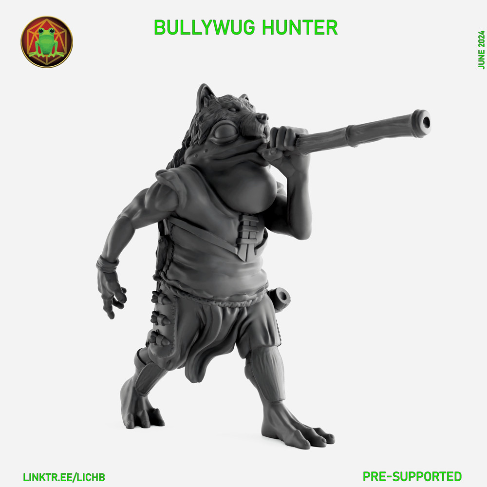 Bullywug Hunter Ranger Fighter Adventurer Frog NPC 28mm Scale DND D&D Mini TW