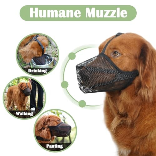 Dog Muzzle, Soft Mesh Muzzle for Small Medium S [Snout Cir: 8.5"-9.5"] Black