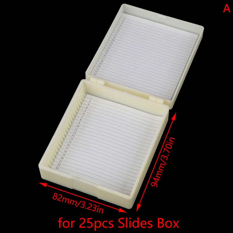 Plastic Microscope Glass Slide Box 25/50/100pcs Biological Slices Storage Case