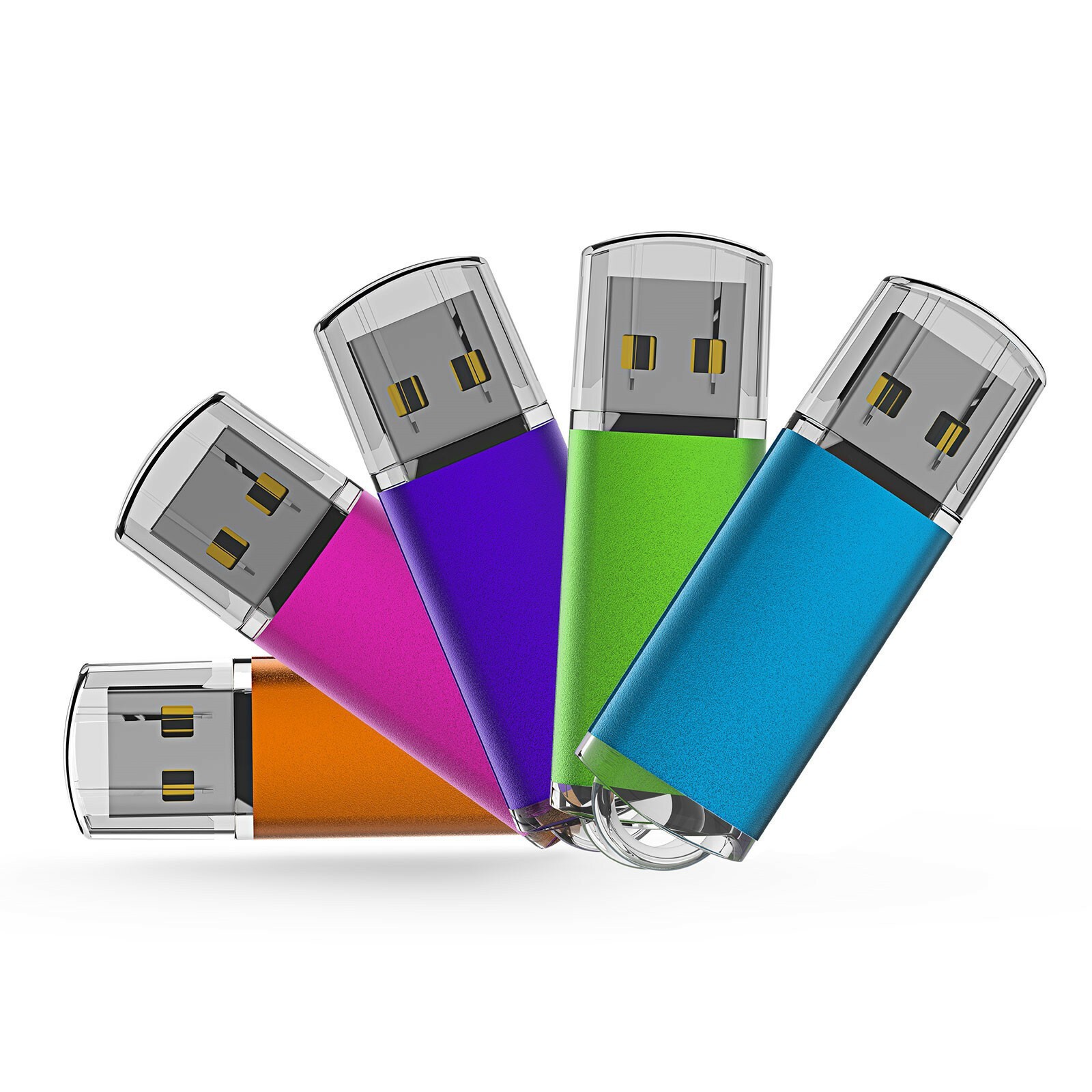 5 Pack USB2.0 Flash Drive Rectangle 1GB-32GB Blank Data Memory Stick Mixed Color