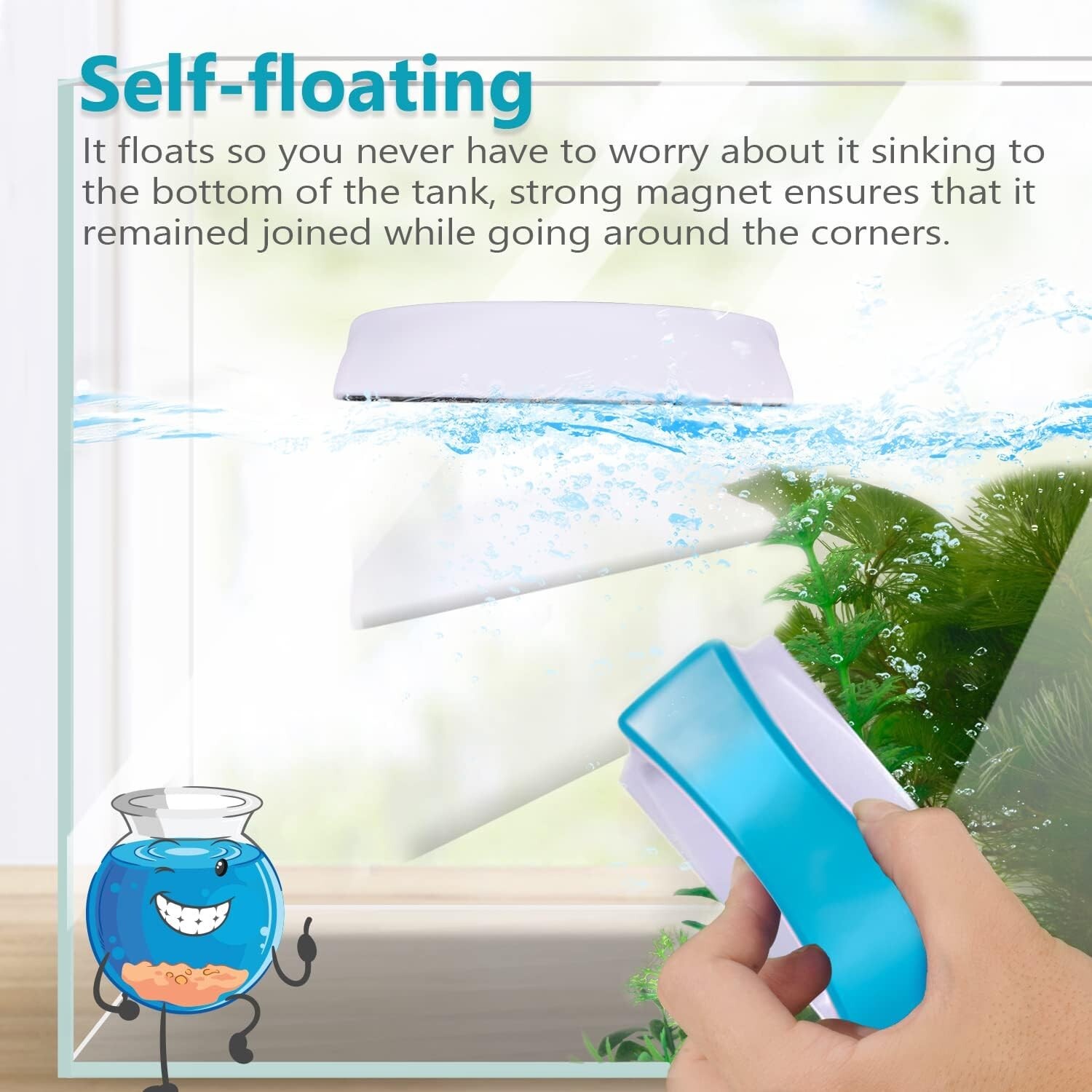 Premium Magnetic Algae Scraper for Easy Aquarium Cleaning - Light Blue, Size S