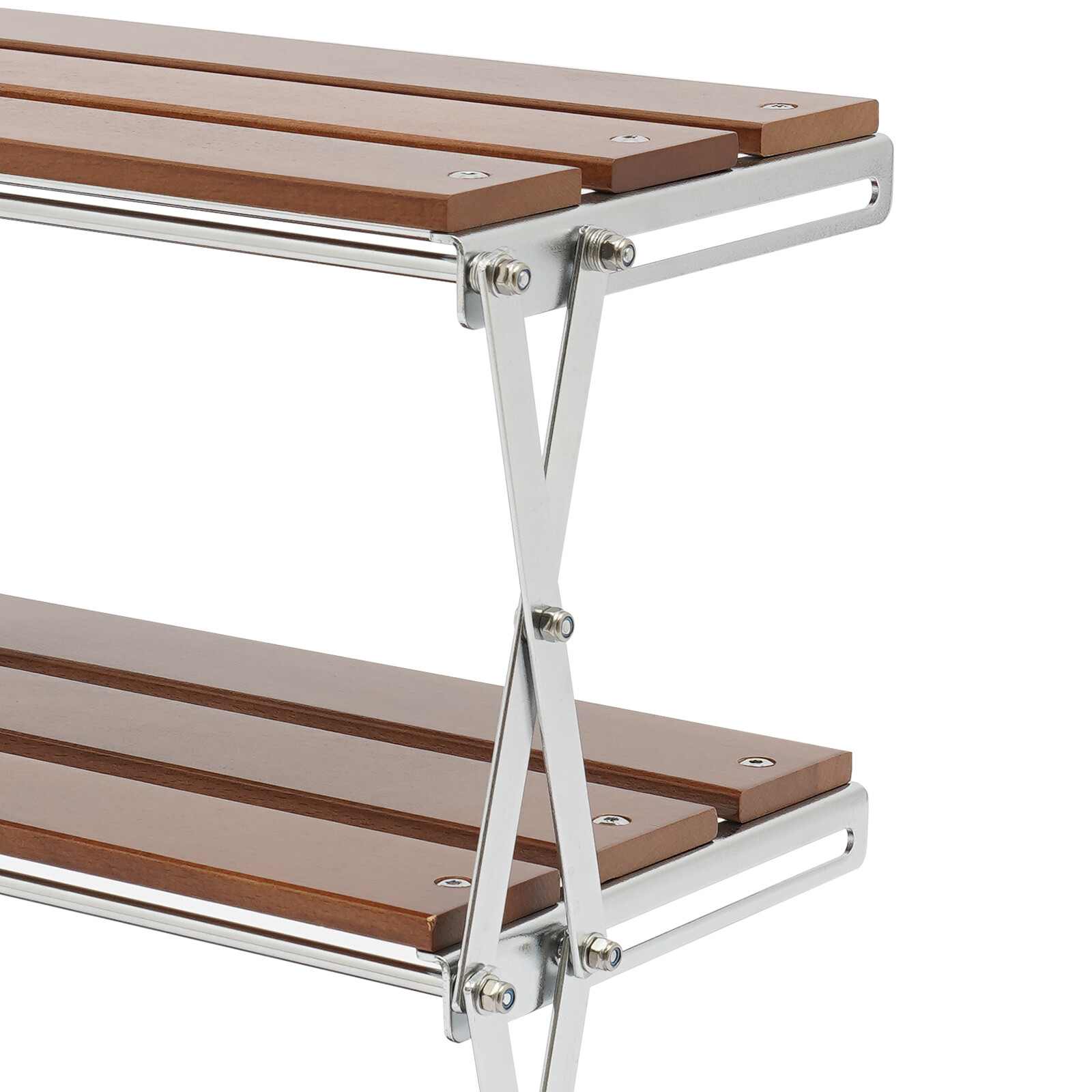 Camping Folding Storage Rack 3-Tier Natural Wood Desktop organizing Rack