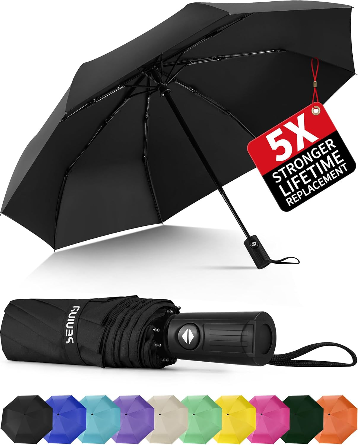 Windproof Travel Umbrella, Automatic Umbrellas for Rain, Portable & Compact Umbr