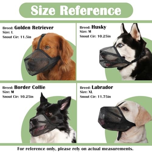 Dog Muzzle, Soft Mesh Muzzle for Small Medium S [Snout Cir: 8.5"-9.5"] Black