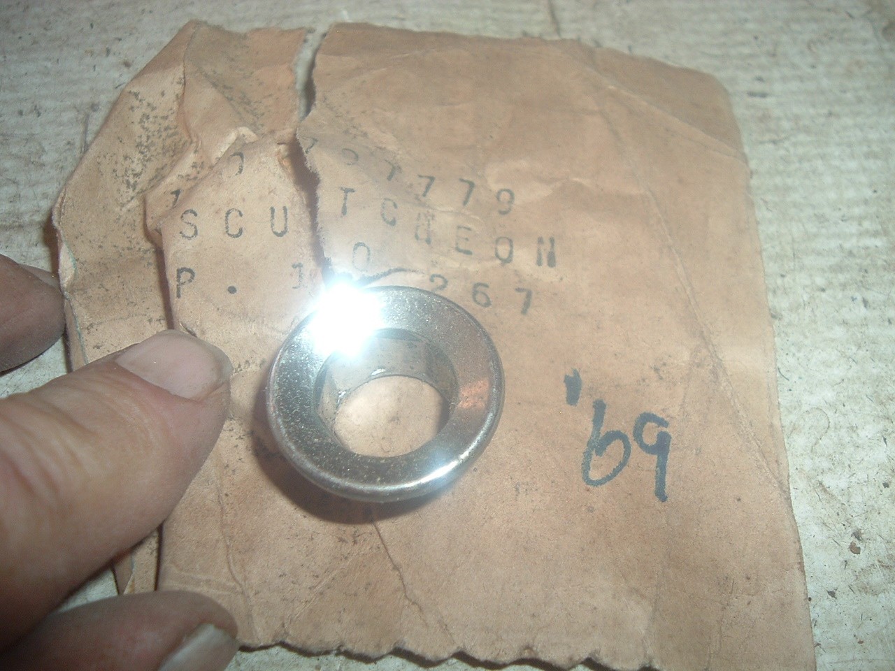 1969  Pontiac Chrome Glove box Lock Nut  new nos gm 9797779 gto firebird