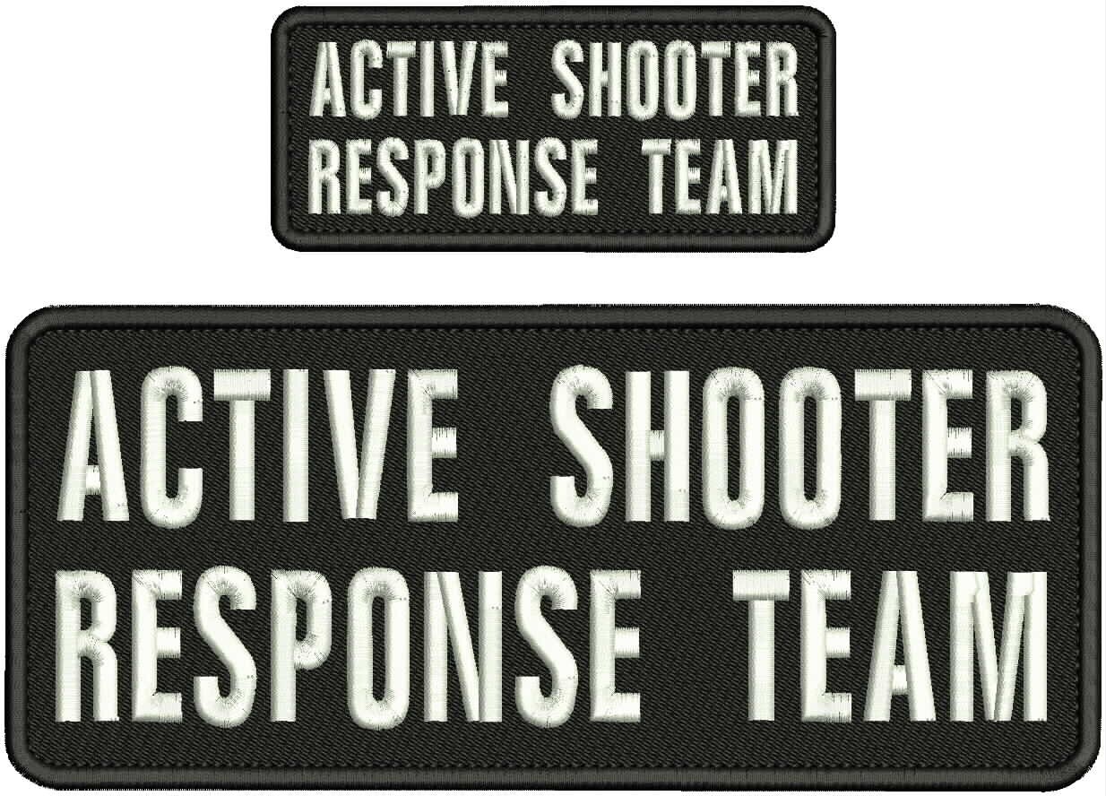 ACTIVE SHOOTER RESPONSE TEAM embroidery patches 4 X 10" and 2x5 hook  ON BACK