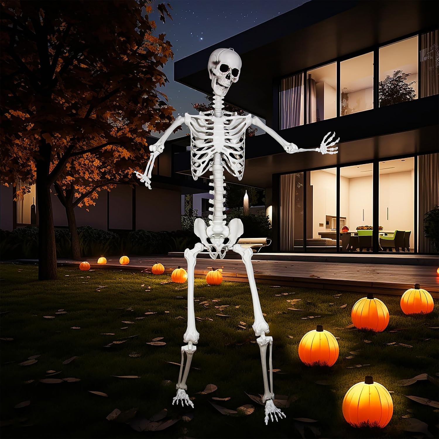 Halloween Giant Skeleton, Large Realistic Full Body Skeleton with Movable Joints