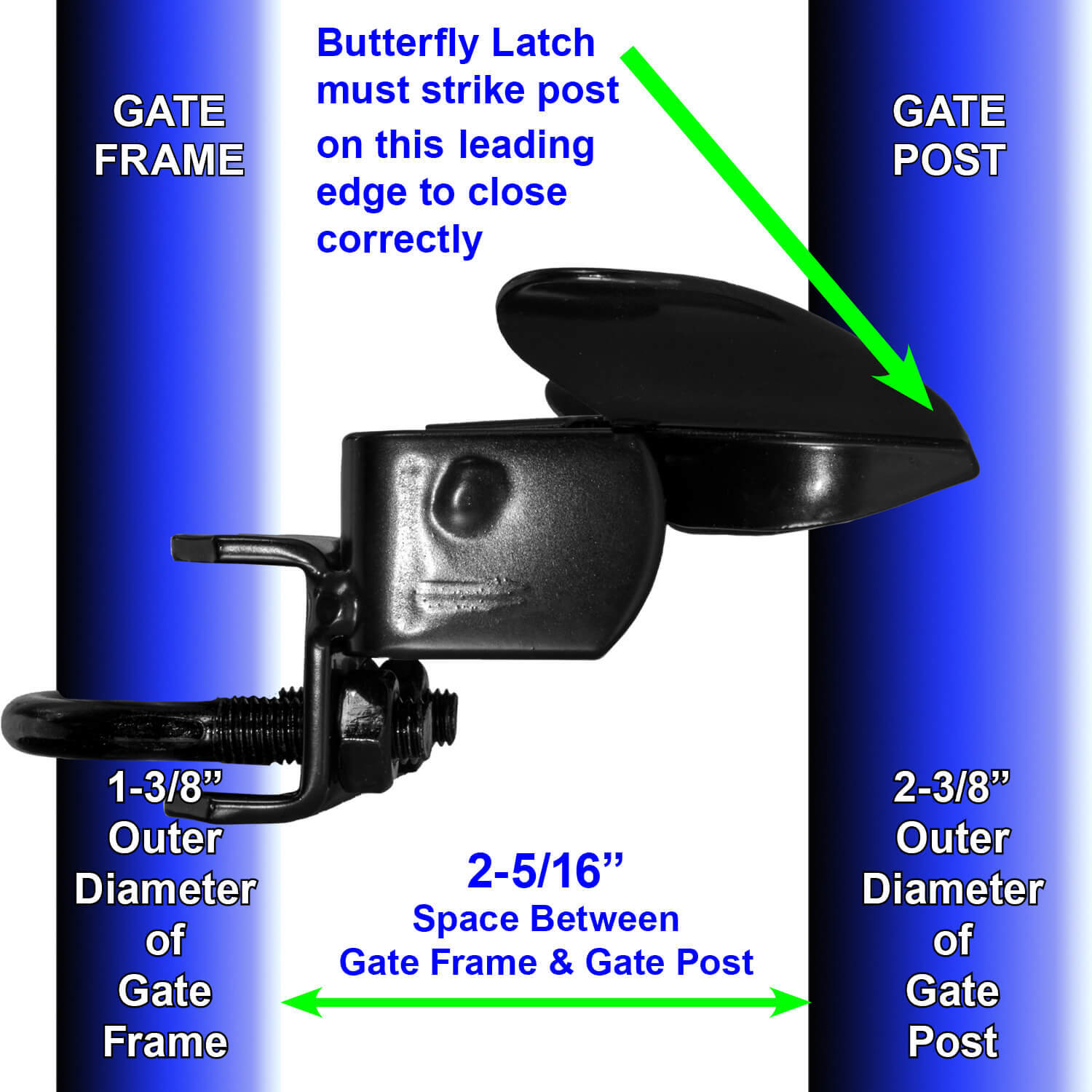 Black Butterfly Latch 1-3/8" x 2-3/8"