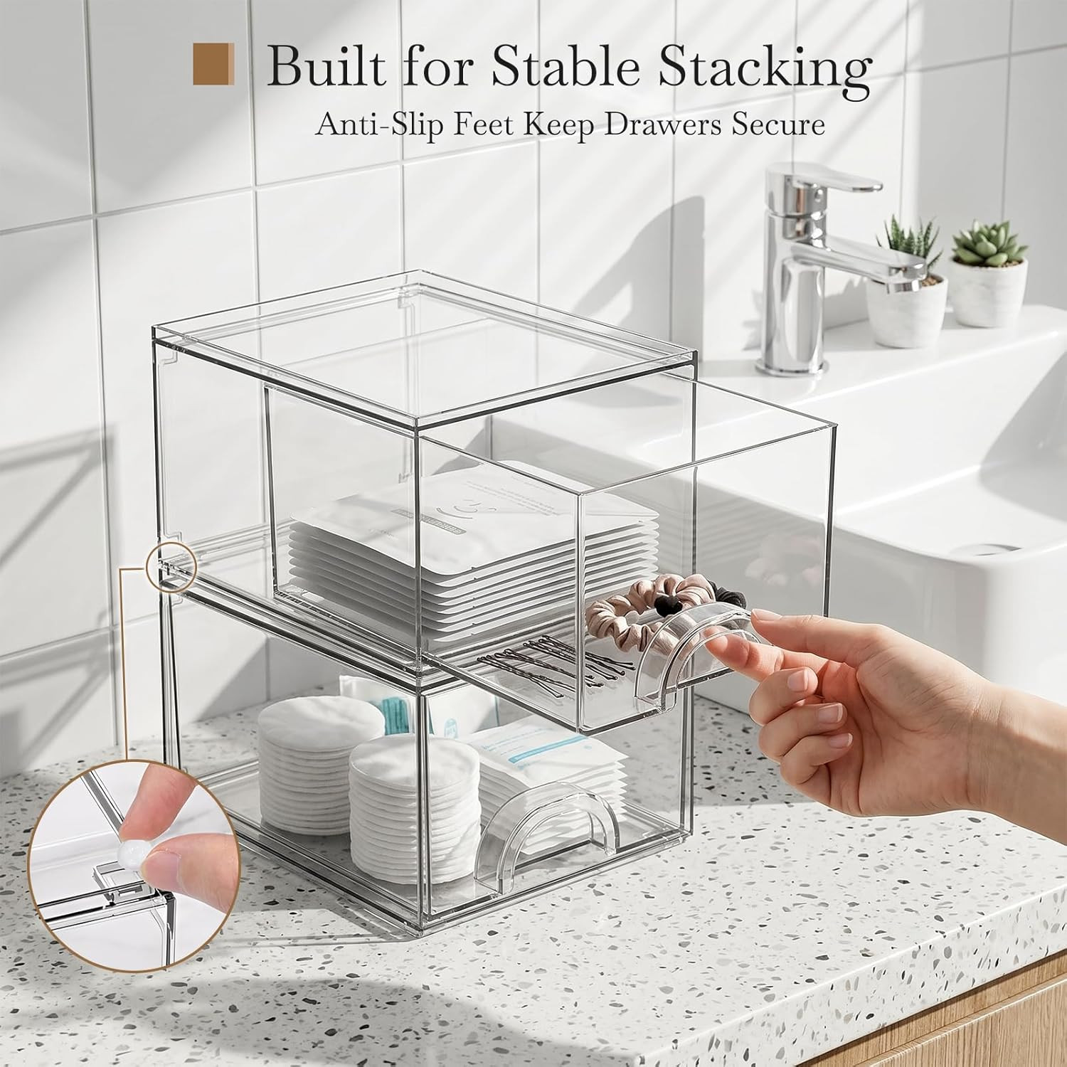 8 Pack Small Clear Stackable Acrylic Storage Boxes for Art Tool & Sketch, Storag