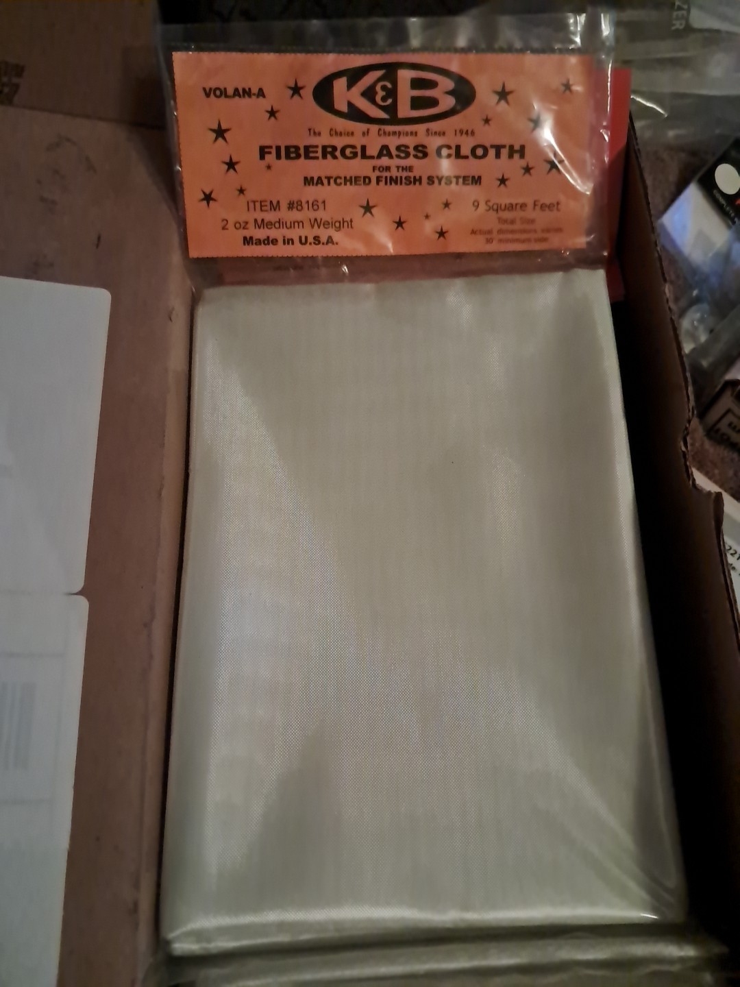 K&B SUPERPOXY VOLAN Fiberglass Cloth 2 oz item #8161