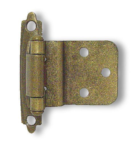 Pair 3/8" Inset/Offset Self Closing Hinges Antique Brass L-H0104AV-AB-O