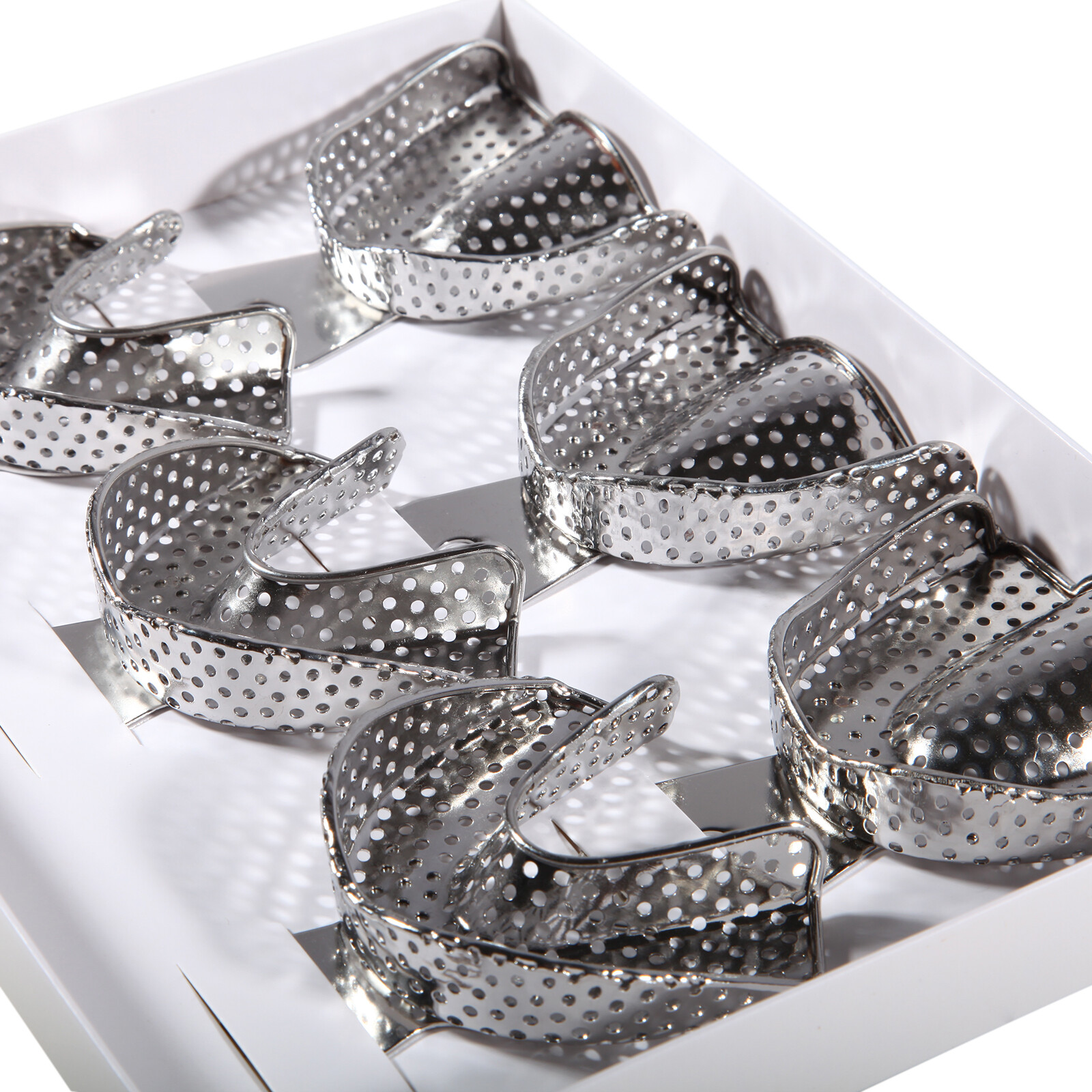 DENTAL STAINLESS STEEL IMPRESSION TRAYS AUTOCLAVABLE SET OF 6 sk