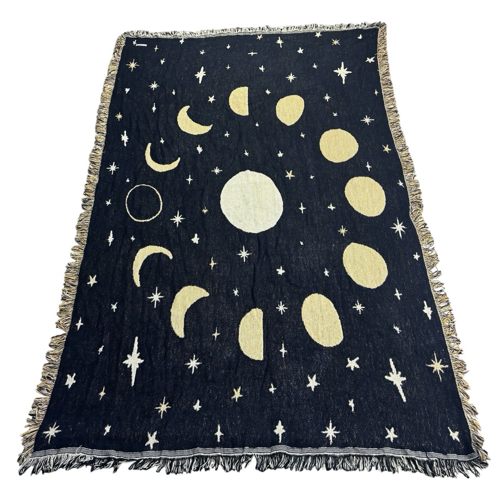 Calhoun & Co Moon Phases Stars Tapestry Cotton Throw Blanket 50"x68"