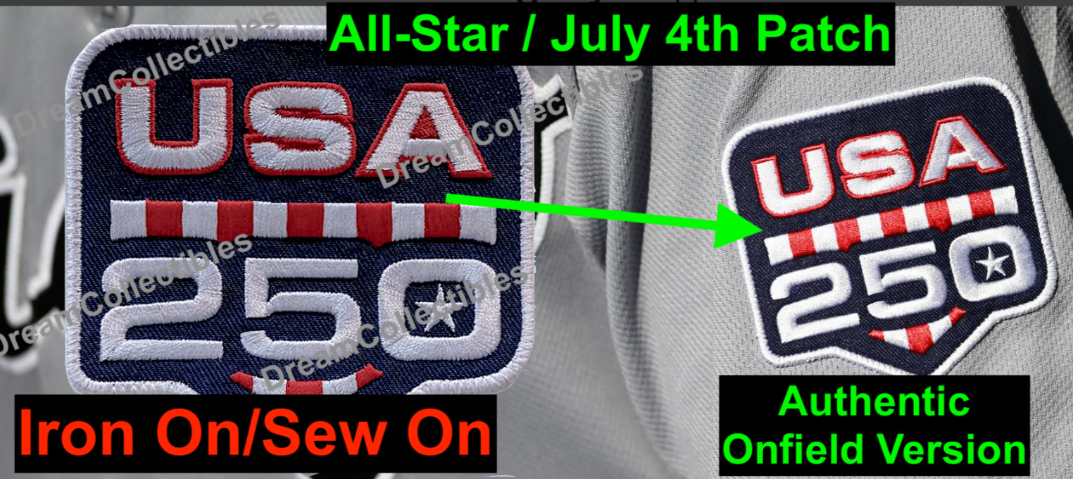READ! USA 250 Patch 2026 All Star Patch / July 4th Patch Baseball Jersey Size