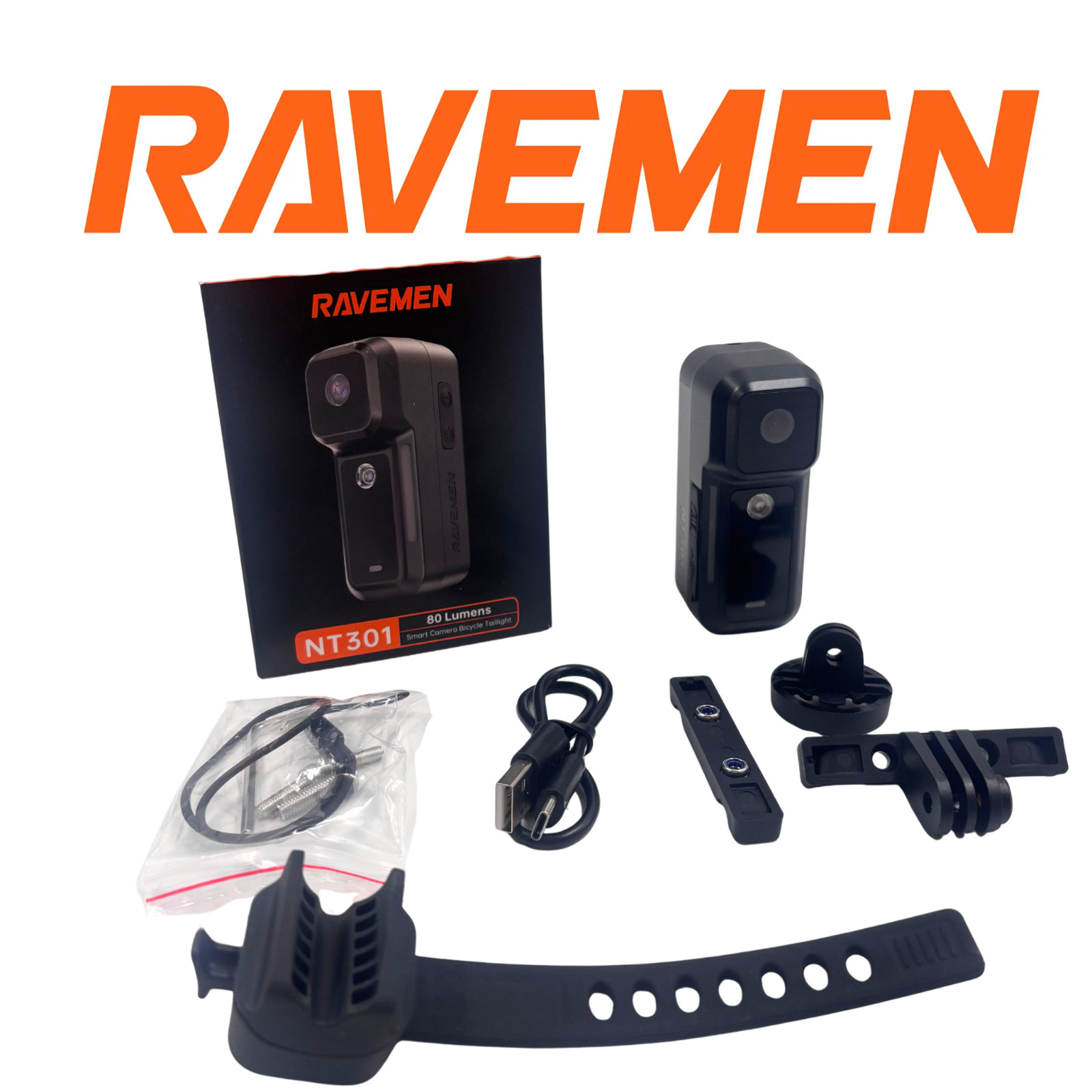 Ravemen NT301 Smart Tail Light with Accident Detection and Loop Recording Camera