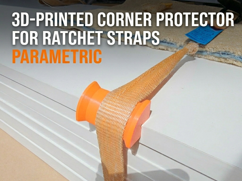 Parametric Ratchet Strap Corner Protector 3D Printed