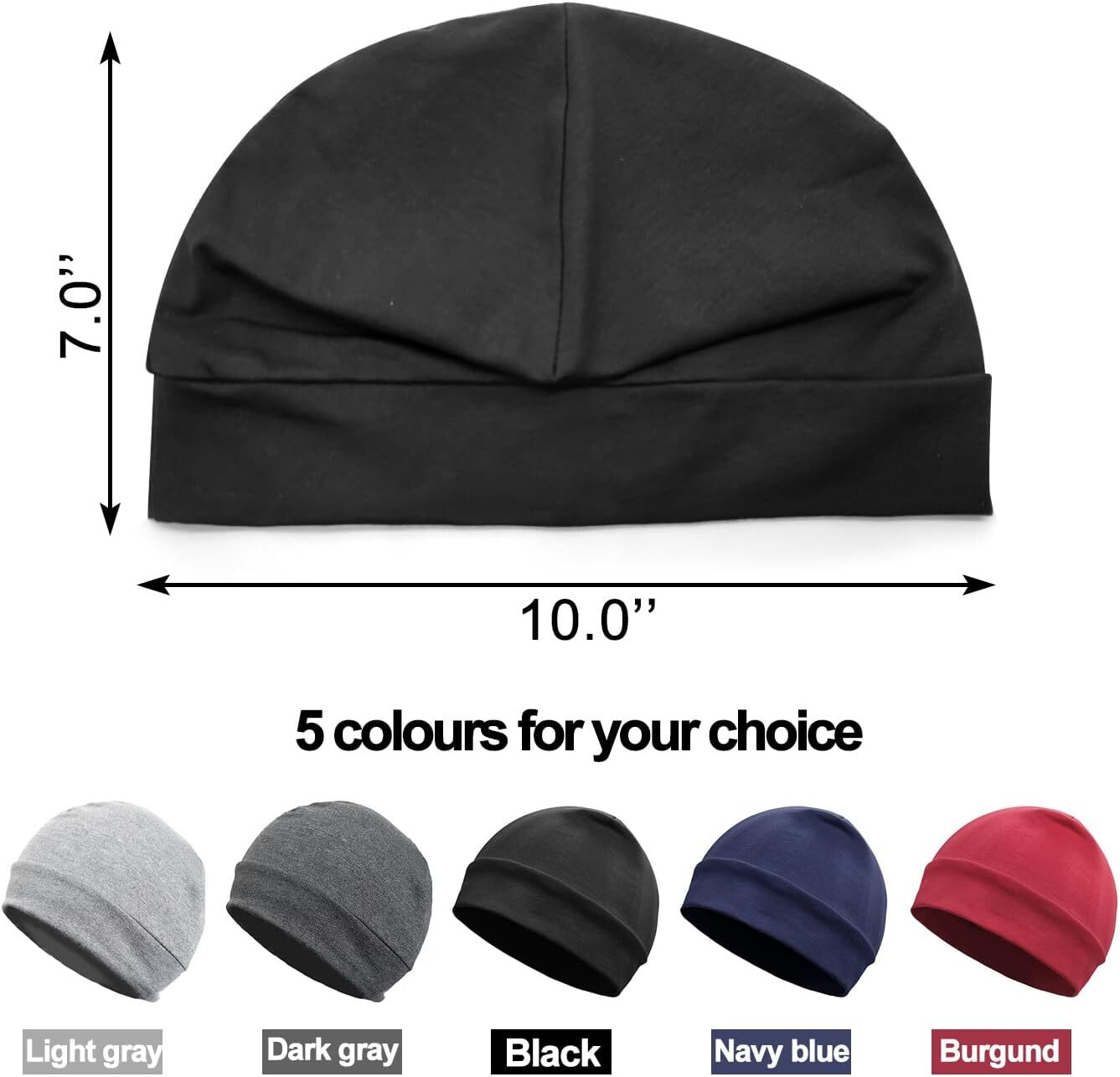 Unisex Cotton Beanie Hat Thin Running Skull Cap Winter Summer One Size, Black