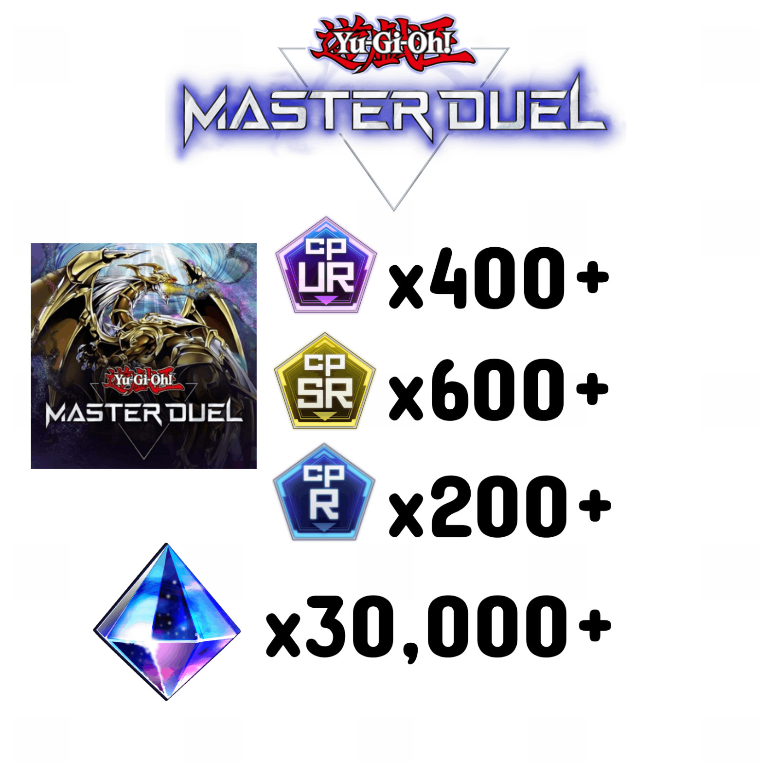 Yu-Gi-Oh Master Duel Ac/c - 30k+ Gems - 400 UR - 600 SR [ Global ] - Yugioh