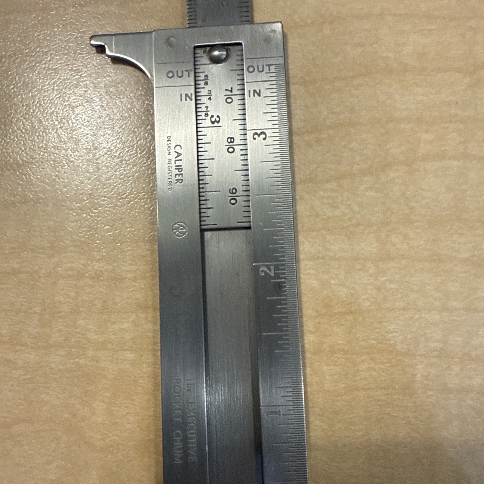 The Executive Pocket Chum 3 1/2" Stainless Steel Sliding Caliper/Decimal Chart