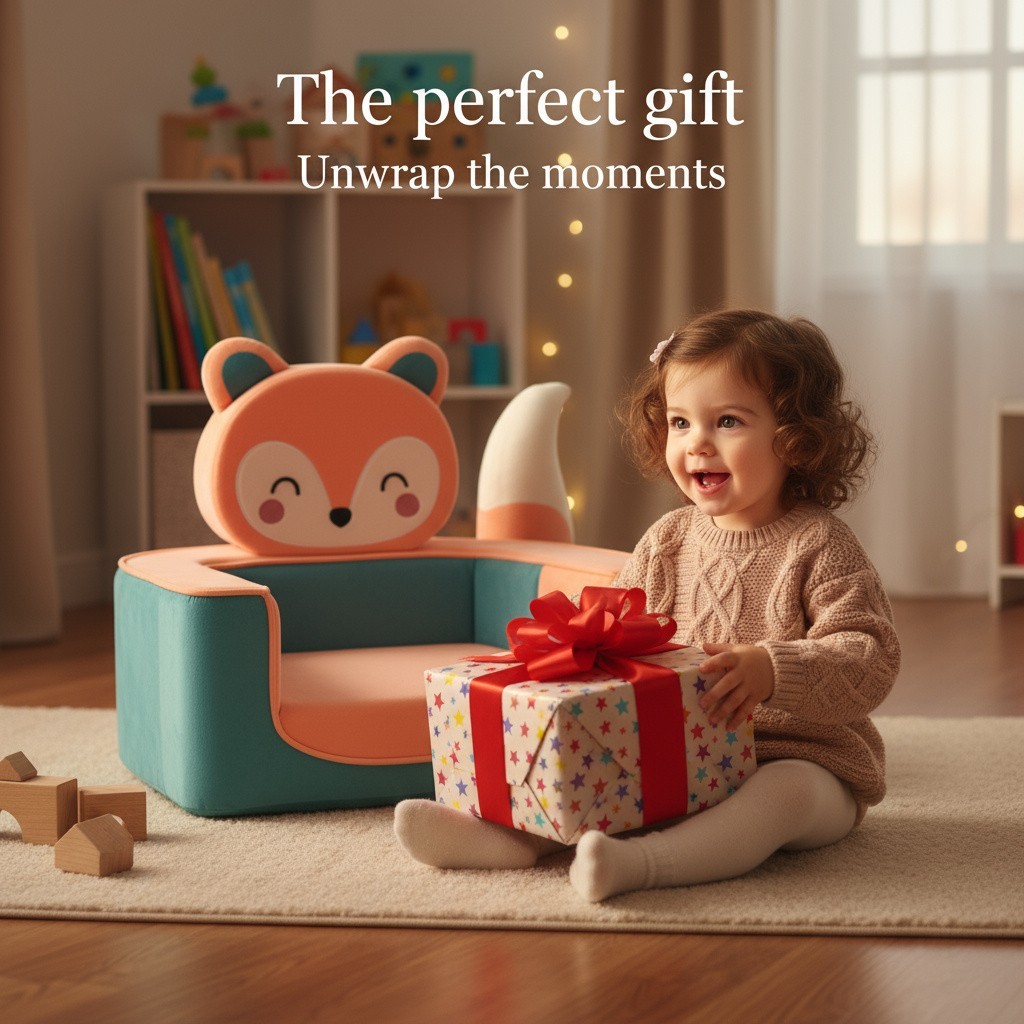 Fox Toddler Chair Kids Foam Sofa | Kawaii Montessori Kids Seat | Soft Armchair