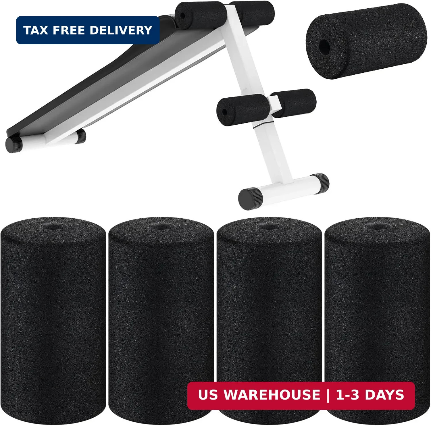 Deekin 4 Pcs Foam Foot Pad Rollers Buffer Tube Cover for Exercise Machine Home G