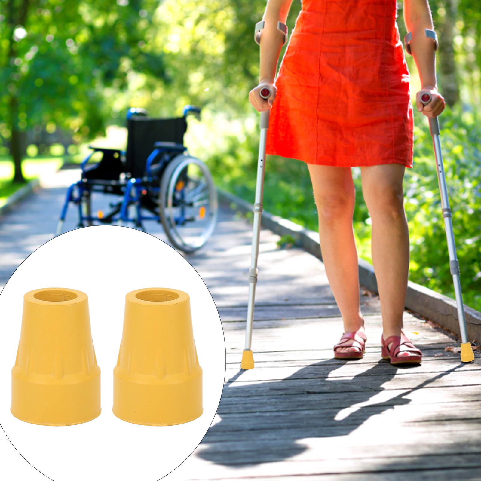2Pcs Crutch Tips Replacement Latex Free Heavy Duty Non Slip Flat For Canes WT